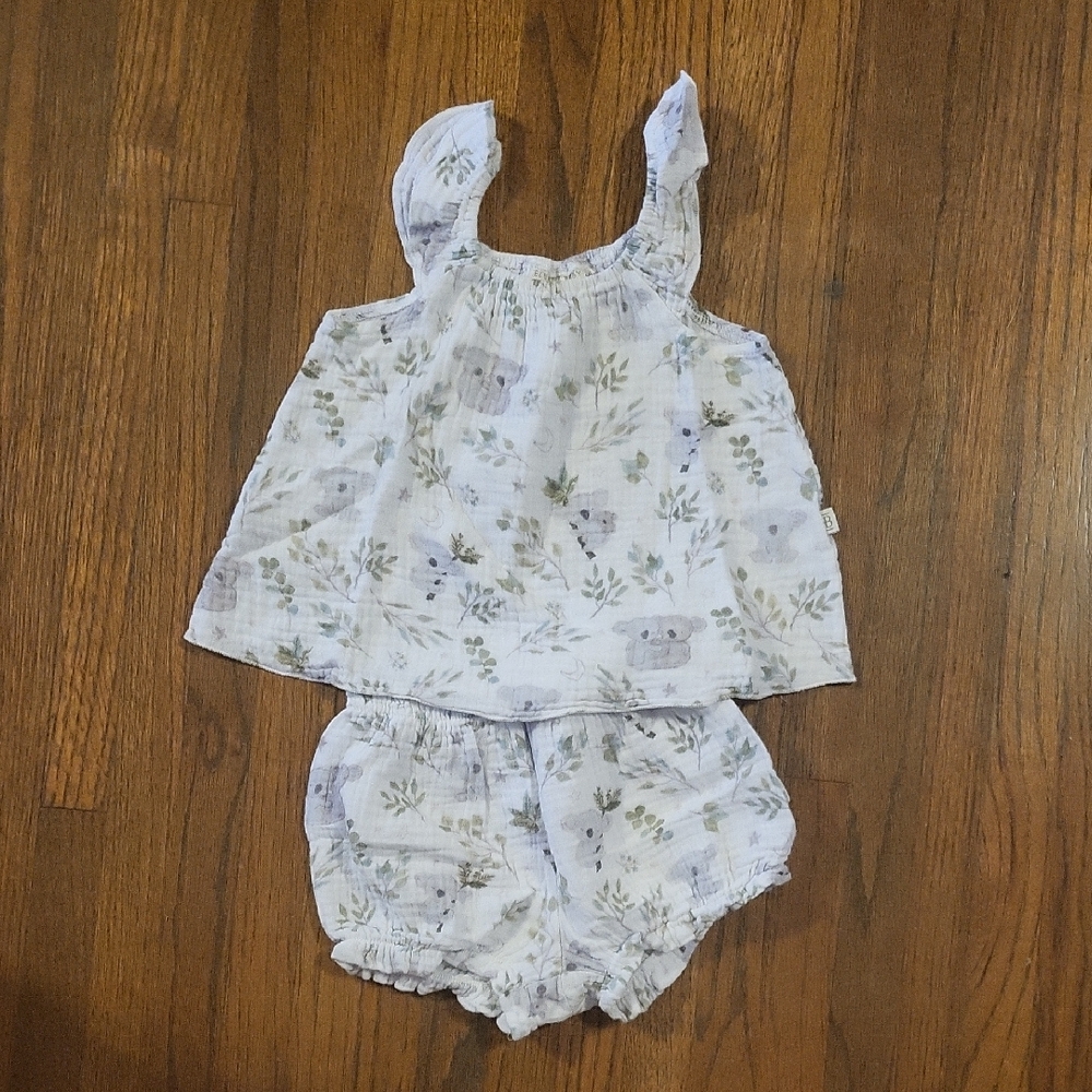 Elegant Baby Organics Floral And Animal Print Baby Top and Bloomers Set